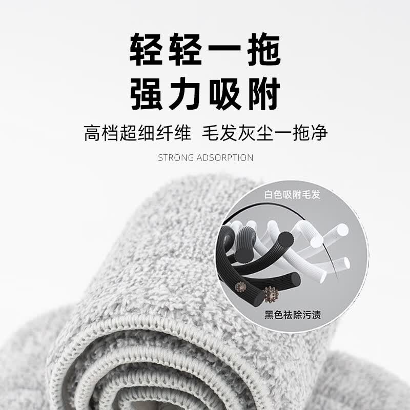 香夏平板拖把大号工厂铝合金懒人加长商场物业大户型一拖净替换布 90CM平拖共3块布【银白色】