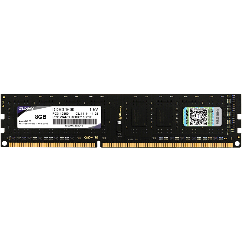 GLOWAY 光威 战将系列 DDR3 1600MHz 台式机内存 普条 黑色 8GB 战将DDR3 8G 1600