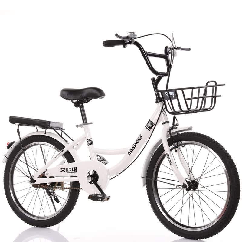 自行车20/24寸男女通勤单车成人学生代步公主女式脚踏车 单速 白色 白
