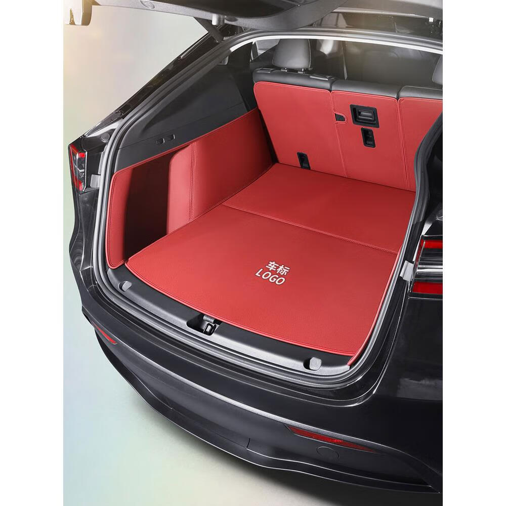 23款特斯拉model y毛豆丫model3专用真皮360全包围后备箱垫尾箱垫 全包围后备箱垫象牙白牛皮 特斯拉Model3