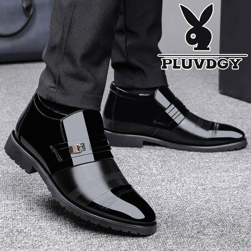 男士棉鞋冬季加绒保暖商务正装羊毛加厚休闲高帮皮鞋男防滑爸爸鞋 6688黑色真软皮 38