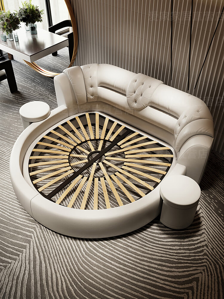 生态宜家大圆床双人现代简约欧法式公主卧室豪华浪漫圆形情侣民宿酒店