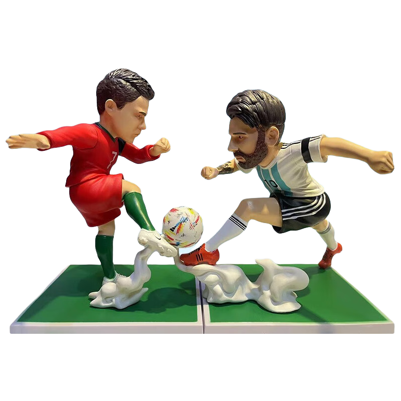 足球明星 梅西手办 C罗模型 对战踢球 世界杯周边摆件玩具礼品 梅西对战C罗