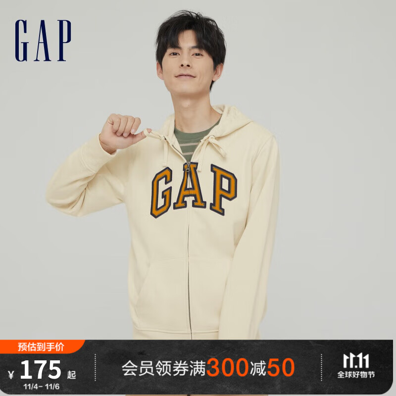 Gap【雪糕系列】男女装秋季美式复古LOGO卫衣853131运动连帽开衫 奶油米色 185/104A(L)属于什么档次？