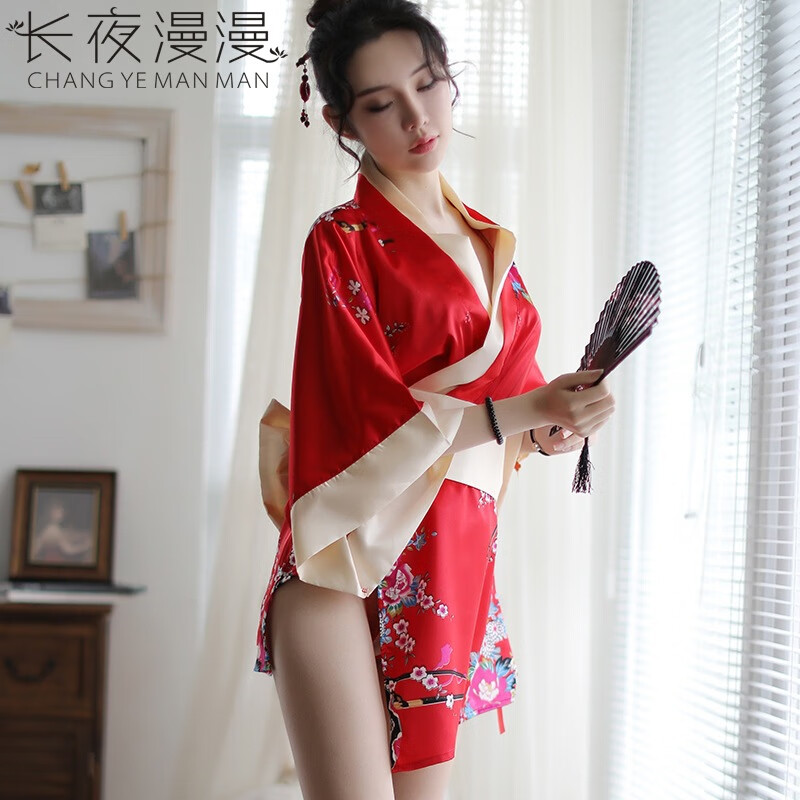 新款日式和服诱惑性感可爱俏皮角色扮演女级污度夫妻刺激房事 红色 均码