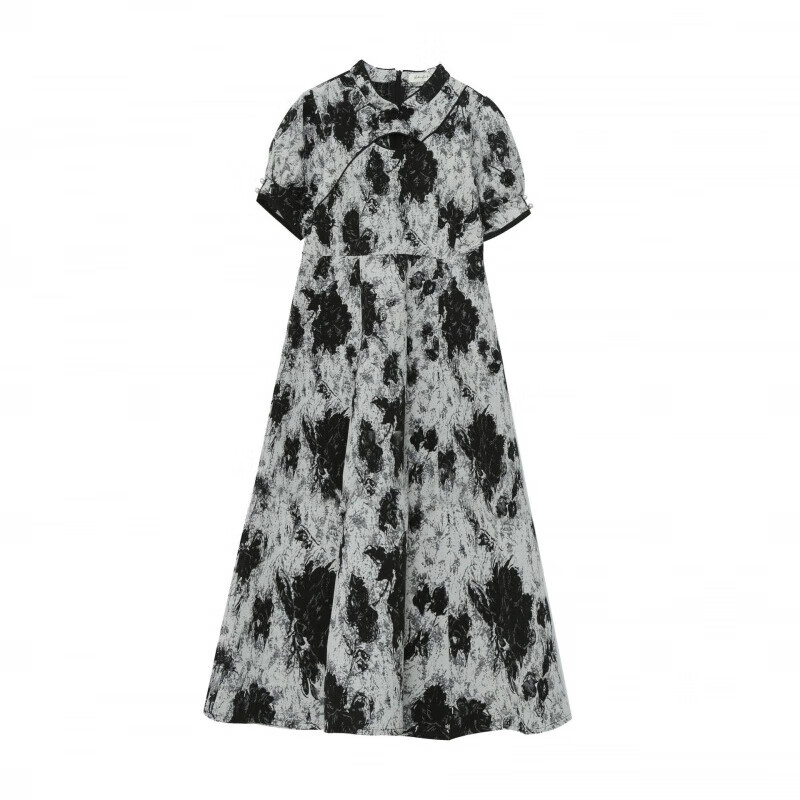 坊戚加肥加大码200斤旗袍碎花连衣裙长短款女胖子特大号夏装微胖女人