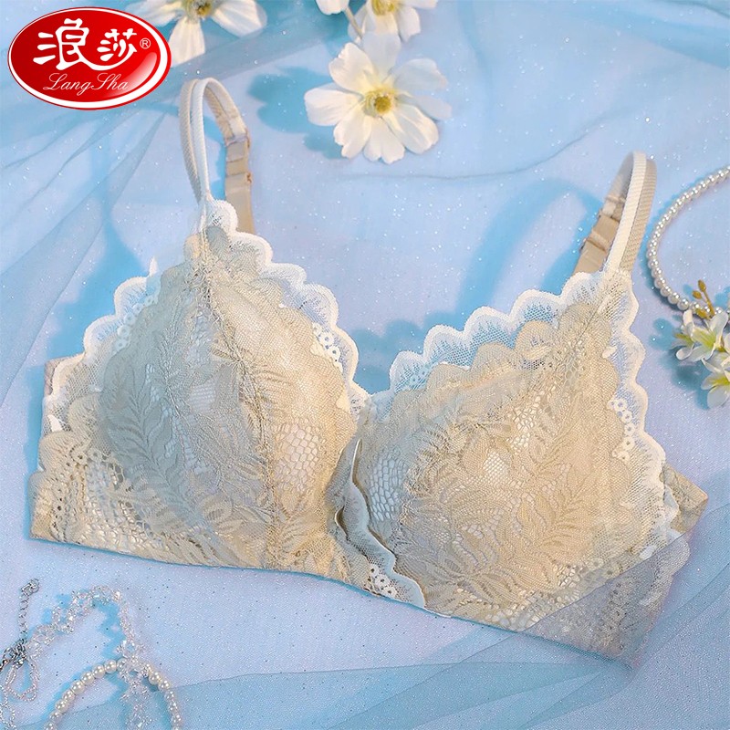 浪莎品牌LangSha小胸文胸:聚拢透气4cm加厚美背上托,性感无钢圈胸罩女士内衣