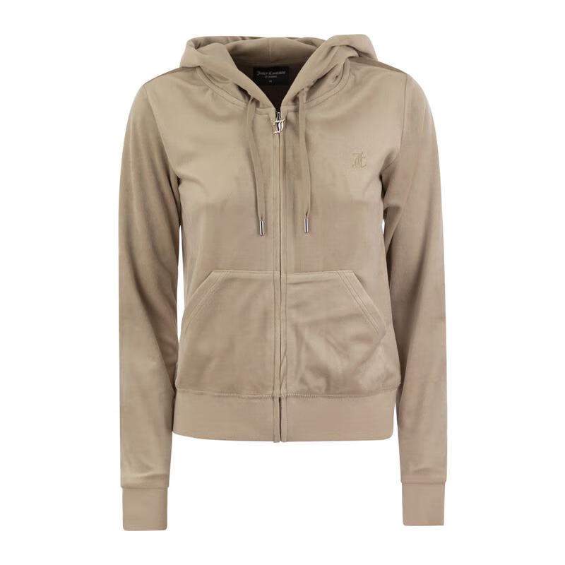 橘滋（Juicy Couture）JZipKangarooPocketsWaistLengthTightFitWomen’sSweater 浅棕色 L