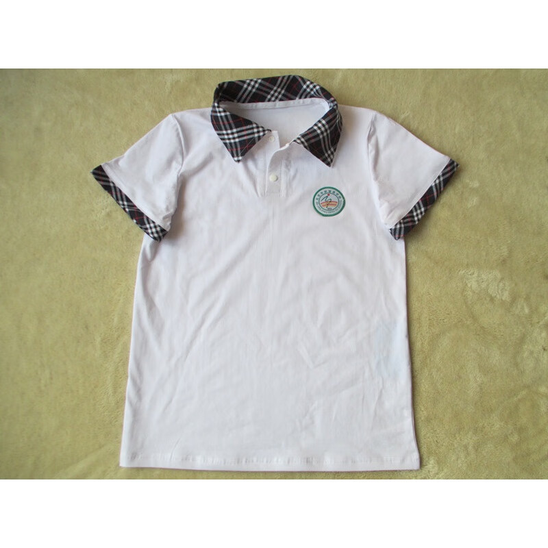 林中寻北京市赵登禹学校校服夏季短袖t恤黑色长裤套装 白色(单件短袖