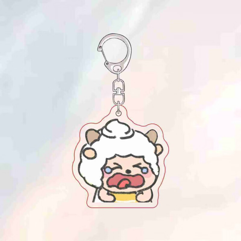 蕉太狼可爱卡通表情包双面透明亚克力书包挂件饰品 哭哭懒洋洋-钥匙扣