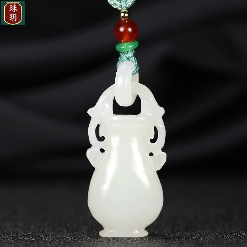 珠玥(zhuyue)和田玉白玉平安瓶吊坠男女款原石挂件平平安安玉坠玉佩