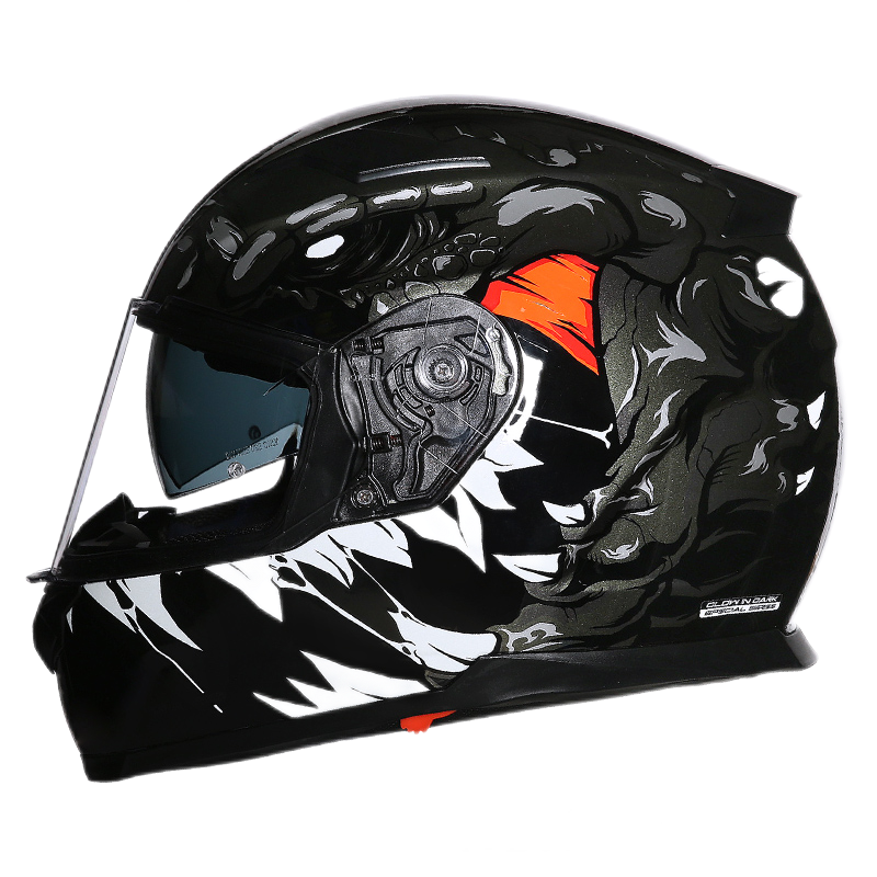 FASEED法西德摩托车头盔男女机车双镜片蓝牙跑车赛车全盔安全帽四季817 灰哥斯拉（夜光款） 2XL(61-62)头围