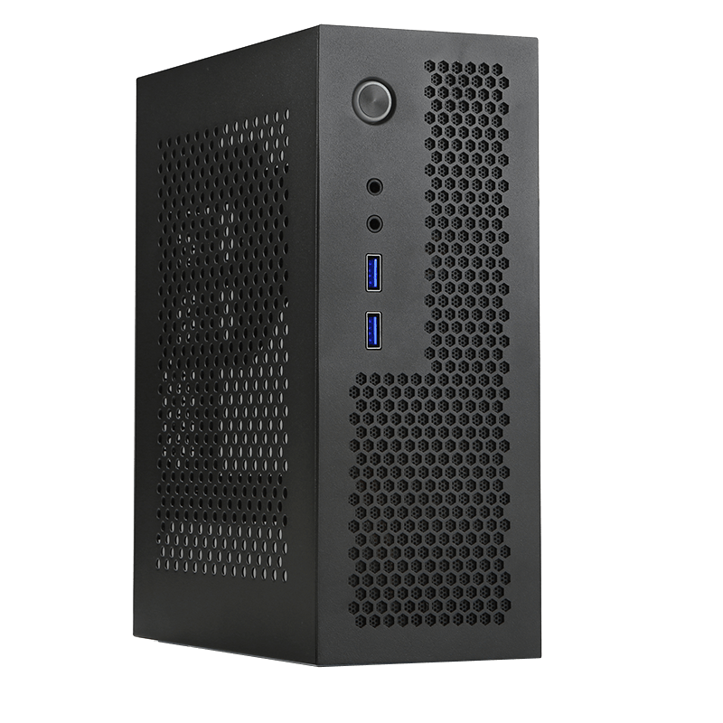SKTC A09迷你台式机ITX17*17主板小1U电源3.8L全新HTPC电脑空机箱可立可卧 黑色机箱USB3.0