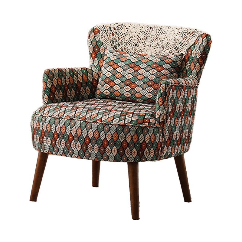 牧席客廳單人沙發(fā)椅陽臺座椅復古單椅臥室小沙發(fā)休閑迷你布藝靠背椅子 沙發(fā)茶幾三件套/顏色備注 單人位