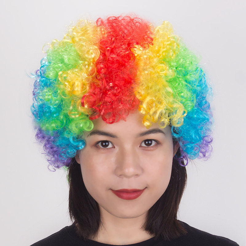 长发公主六一节彩色爆炸头搞怪假发小丑男女cos蓬松头套搞笑表演装扮