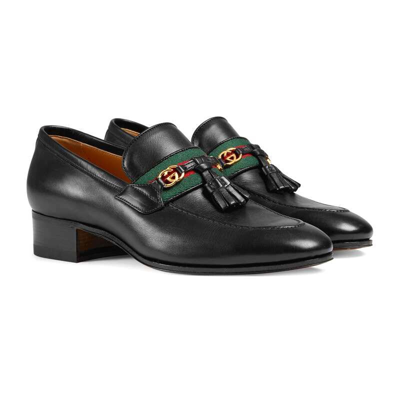 gucci 古驰/女士gg马衔扣流苏乐福鞋牛皮高跟鞋624316w610 624316