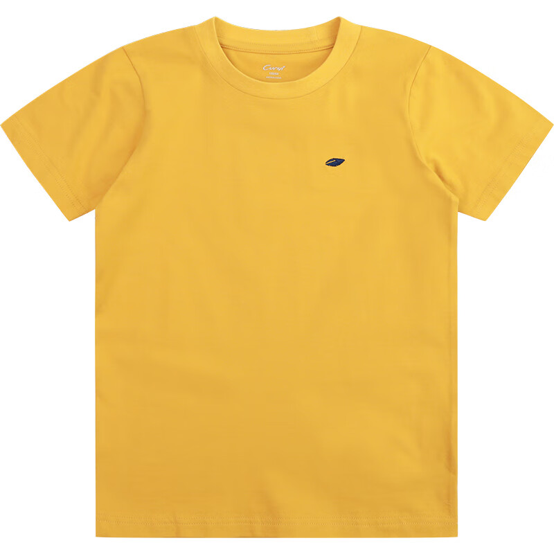 纯一良品（CUNYI）童装男童短袖t恤儿童夏装中大童运动上衣男孩打底衫基础款 姜黄 130 cm