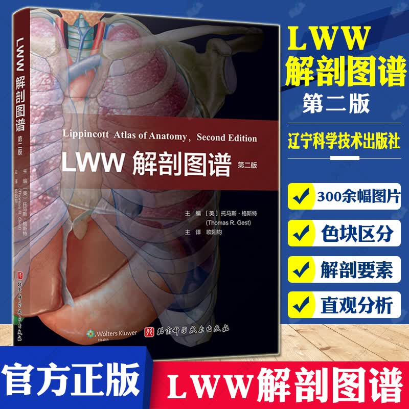 正版 LWW解剖图谱 第2版 丰富了头部五官和颅内解剖的内容 更新了300余幅图片 电脑绘图精细展现