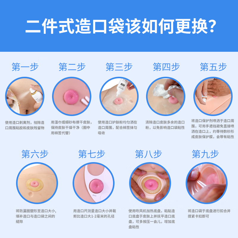 护士同学70mm二件式造口袋两件式双层无纺布防漏平面底盘造瘘袋 锯齿平底盘5个+活性炭袋子10个-70mm店长推荐