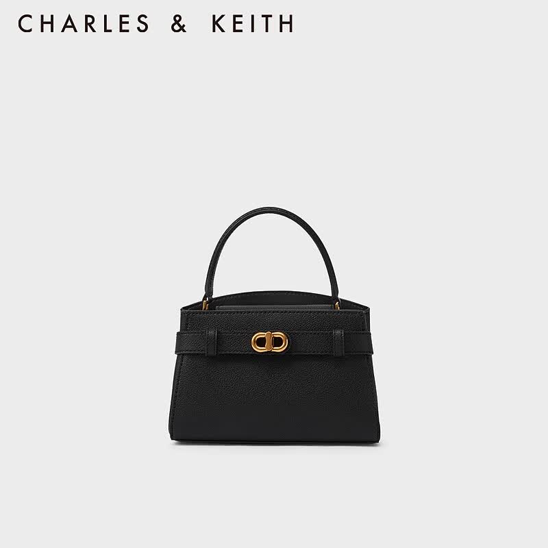CHARLES&KEITH金属扣带饰手提包单肩包包女包女士CK2-50270880 Black黑色 S高性价比高么？