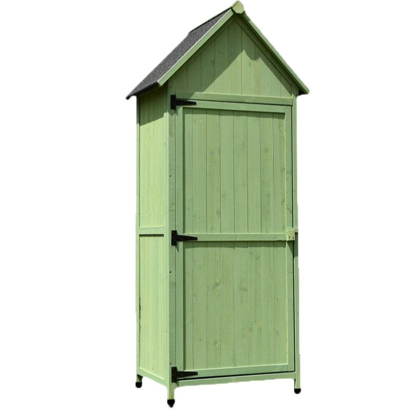 蚁伽 花园储物房 户外储物柜 实木收纳柜户外工具柜 室外阳台多层储物柜杂物箱 A款绿色单柜半层板