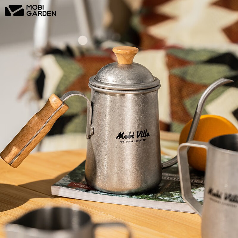 牧高笛 水杯户外拉花杯露营304不锈钢尖嘴奶泡杯茶杯咖啡杯茶壶铄岩 不锈钢手冲壶NX21666076