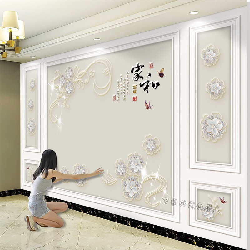仟梵（qianfan） 墙衣壁纸欧式客厅电视墙背景墙卧室墙纸现代简约壁布影视墙布 18D超浮雕珍油布