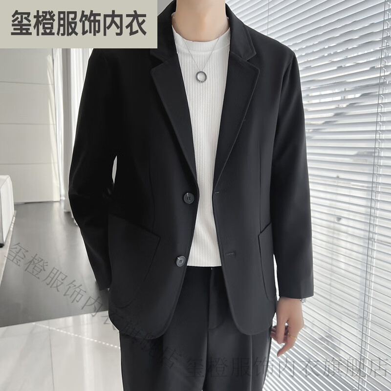 玺橙青栀潮男春季微胖男士大码韩版商务西装胖子穿衣搭配西服套装玺橙