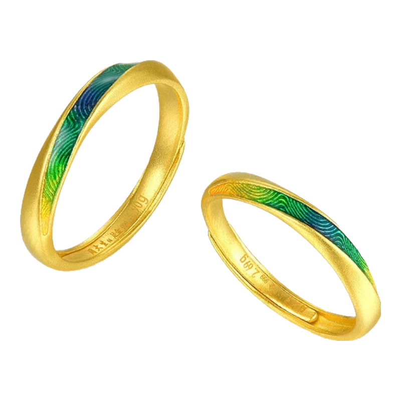 周大生国家宝藏千里江山黄金戒指青山如是情侣款生日礼物 2.83g