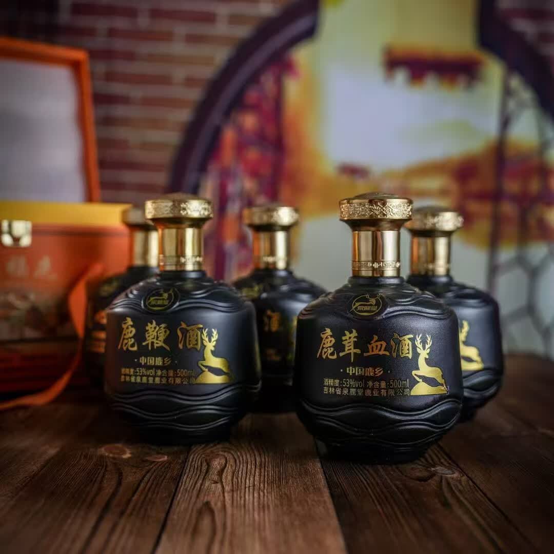 泉鹿堂五福鹿梅花鹿鹿血酒鹿茸鹿鞭鹿筋鹿尾巴男性养生药酒送领导礼物 五福鹿酒 500ml*5瓶 鹿茸血，鹿鞭，鹿心，鹿尾，鹿筋