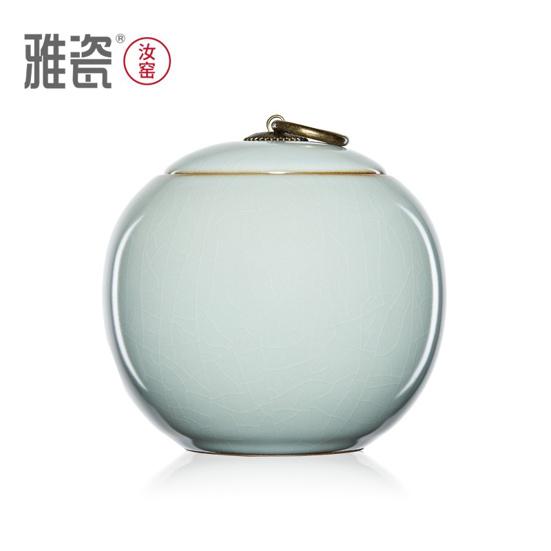 雅瓷汝窑茶叶罐密封陶瓷普洱储茶叶储存罐子汝瓷铜环茶罐礼盒装家用怎么看?