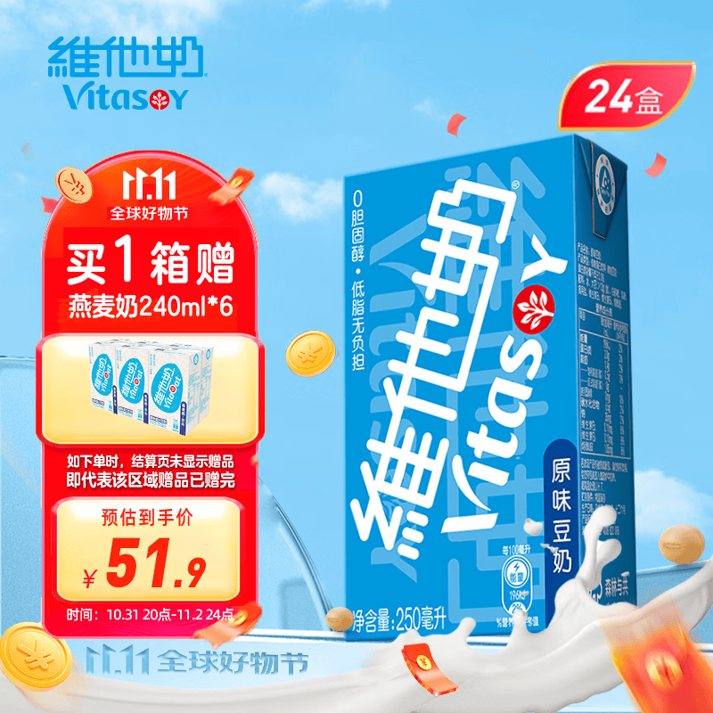 维他奶原味豆奶植物蛋白饮料250ml*24盒营养早餐豆奶家庭备货分享装怎么样,好用不?