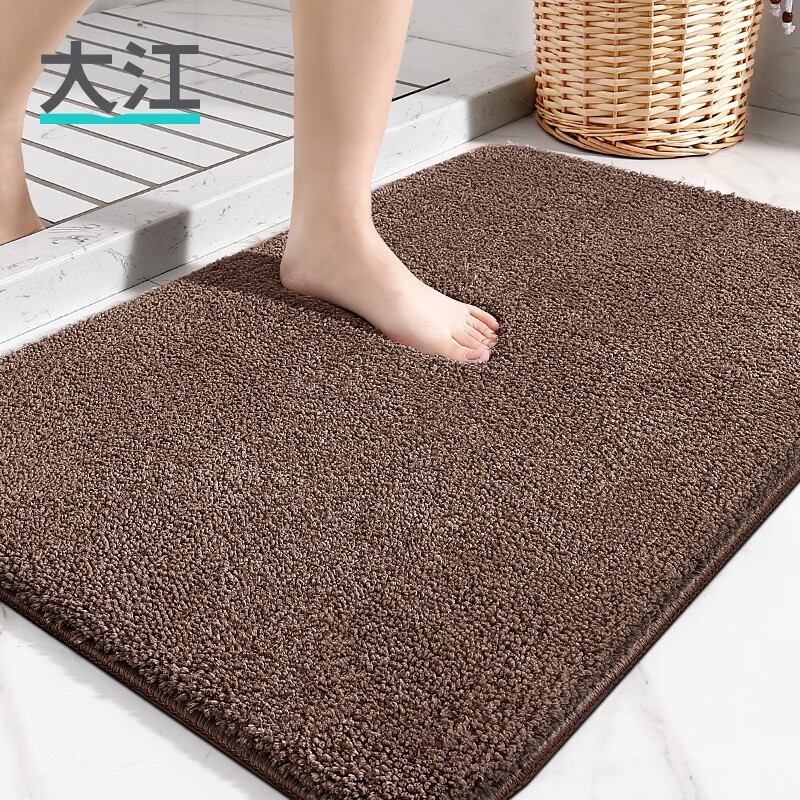 大江 蛋糕绒浴室地垫 防滑吸水地垫40x60cm 棕