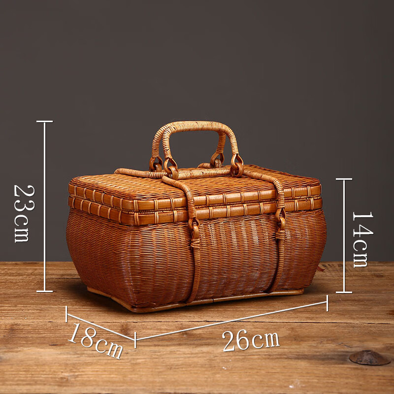 皮匠革手工藤编手提箱 旅行大漆茶箱竹编筐夏梦便携茶具收纳箱手工