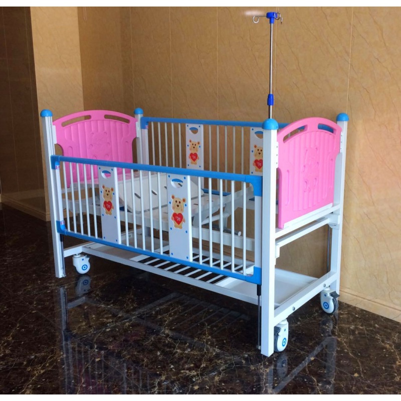 家用双摇儿童床医院用幼儿护理床儿科病床儿童用病床盛德 粉红色