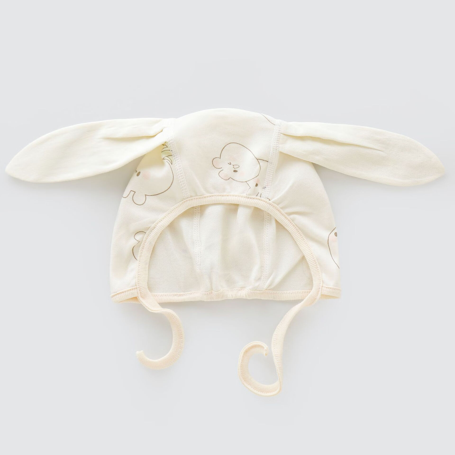 耳胎帽初生宝宝四季款纯棉囟门帽儿童帽子 24153930棉花兔0染色兔耳帽