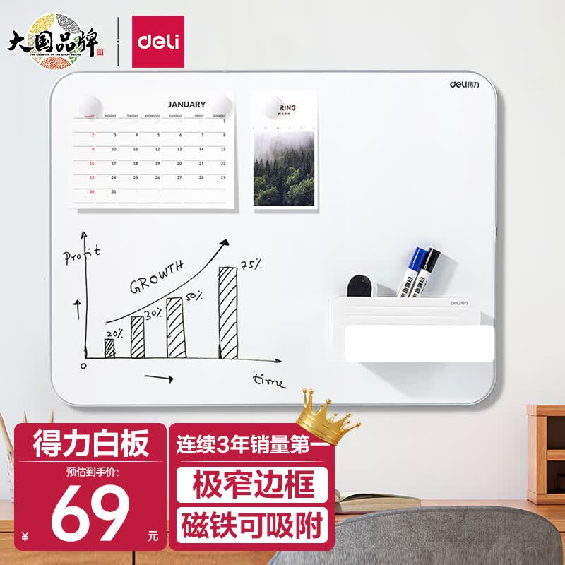 得力(deli)挂式白板 窄边框系列60*45cm易擦磁性办公教学会议悬挂式白板家用儿童写字板黑板50025使用感如何?