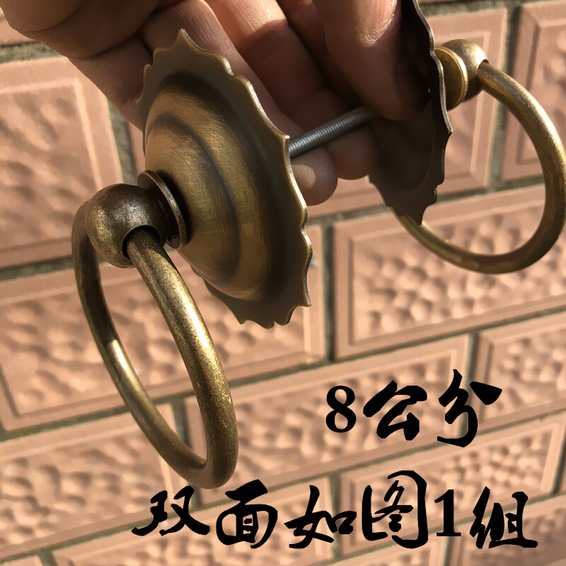 添翼仿古大门铜配件实木门荷花门环敲门器纯铜中式门拉环铜拉手环门钹