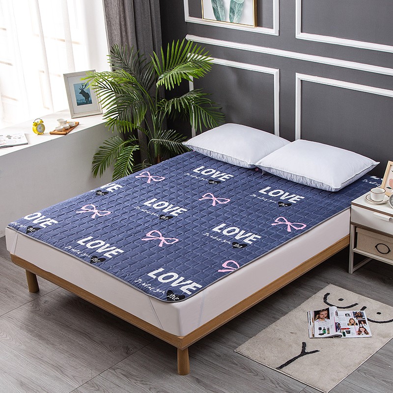 水洗四季床垫子机洗双人保护垫单人薄褥子防滑垫套 四季薄款-恋爱情结