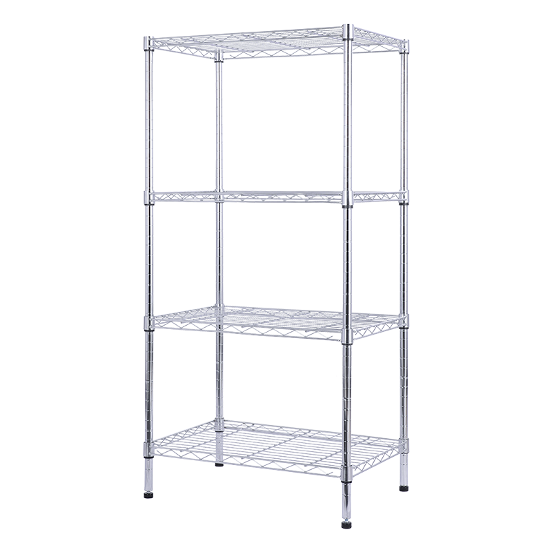 美之高 4层厨房置物架 镀铬非不锈钢色阳台卫生间储物架房间客厅置物架子层高可调60*40*138cm