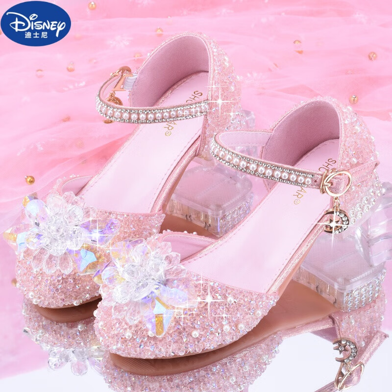 迪士尼(disney)儿童高跟鞋公主鞋女童水晶鞋走秀演出配礼服花童鞋舞台