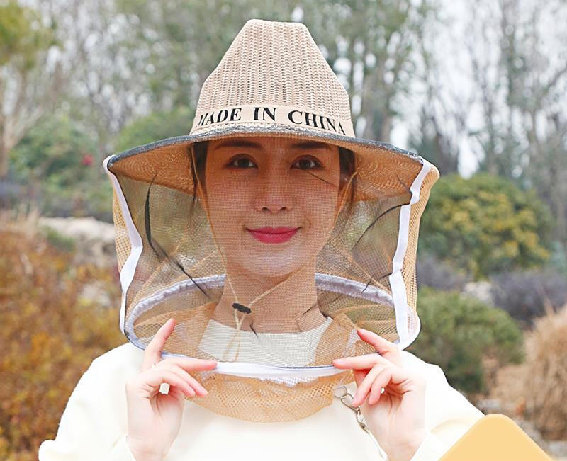 山头林村防蜂帽牛仔帽养蜂帽蜜蜂帽防蜂服蜂衣防火面网罩中蜂养蜂工具