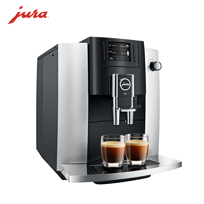 jura全自动咖啡机 优瑞E6 铂丽银 欧洲原装进口 家用 办公 中文菜单 研磨一体 美式精品咖啡 专业奶沫