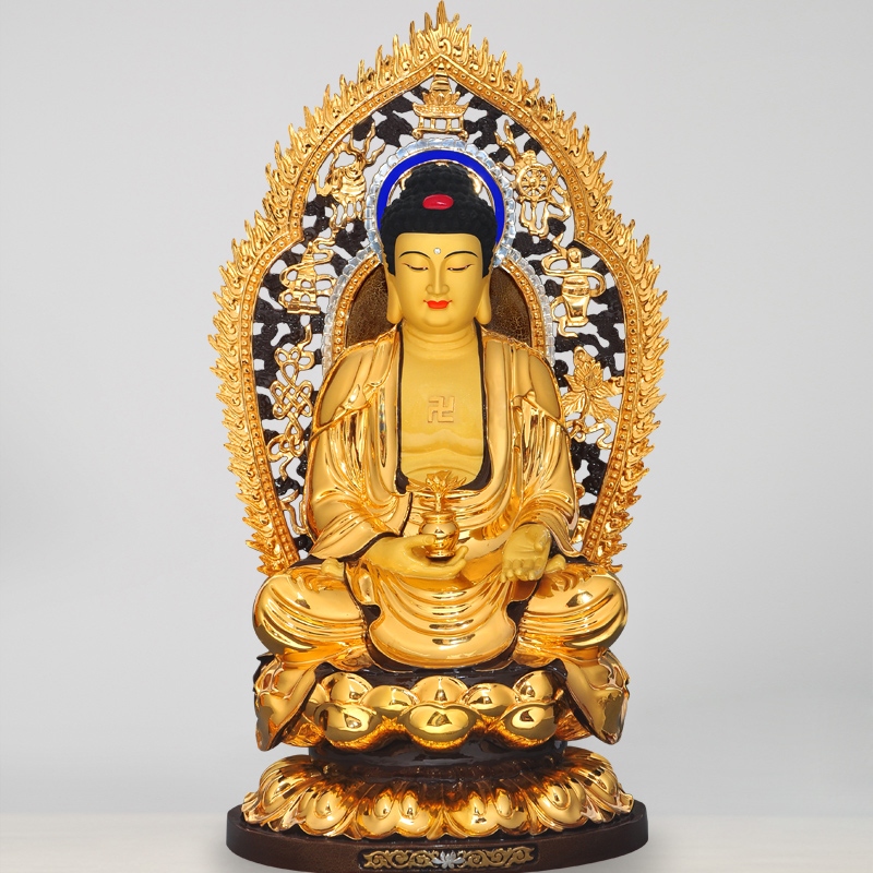 钰缘工坊 全铜 鎏金药师佛像菩萨摆件寺庙佛堂居家供奉家用品三宝佛