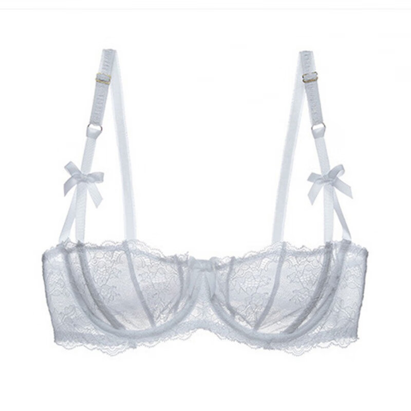 varsbaby 半罩杯超薄款内衣性感 小胸聚拢文胸蕾丝 白色 80a