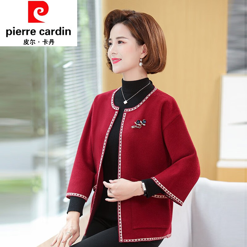 品牌女装2022新款气质妈妈春装外套中年妇女短款针织夹克中老年人