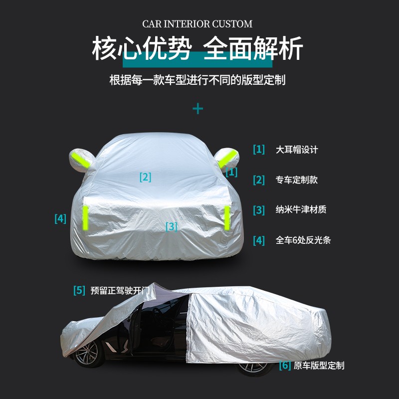 御乾堂本田奥德赛艾力绅车衣车罩夏季专用加厚防晒防雨遮阳套汽车全罩 银色【下单留言车型及年款】