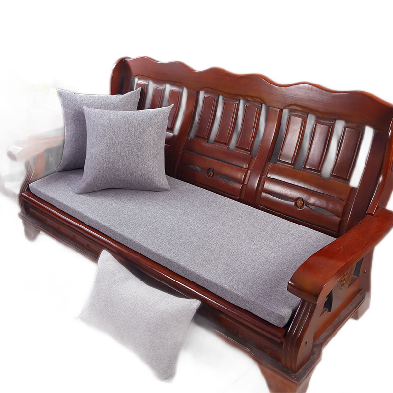 花语缤纷 加厚海绵防滑红木实木沙发坐垫椅子垫可拆洗老式沙发垫纯色坐垫 浅灰色 三人位55*160cm（不带抱枕）