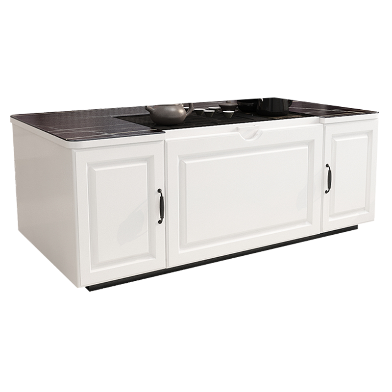 初暖 自动升降茶台桌大理石桌面办公茶桌茶具一体电动功夫茶台多功能茶几桌 劳伦黑金 升降茶台 1.2米茶台 岩板大理石桌面