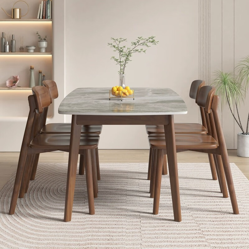 艾郎仕北欧实木岩板餐桌轻奢2023新款小户型餐厅饭桌现